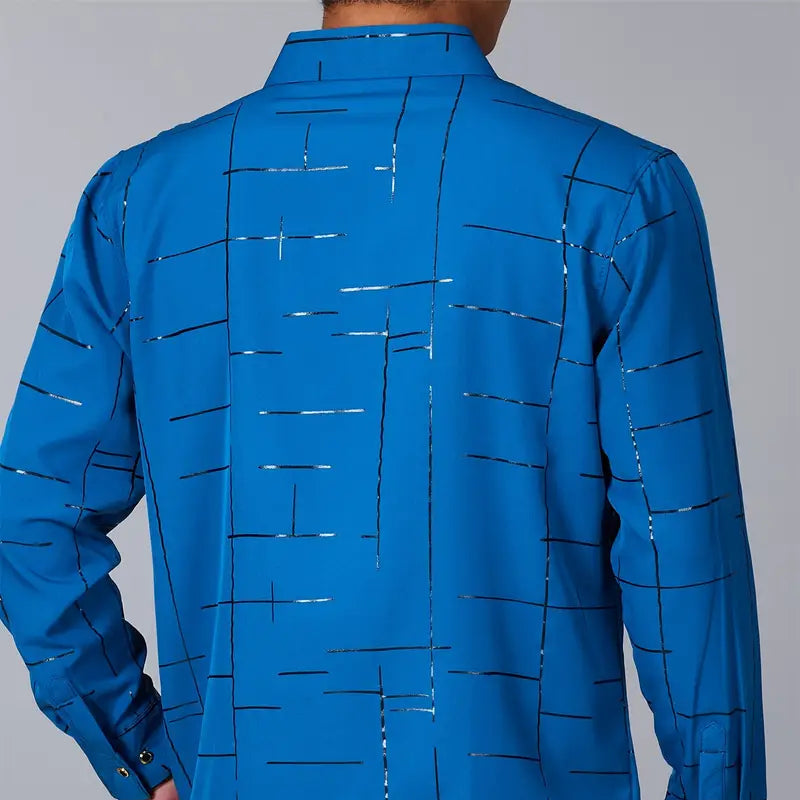 [Leve 5, Pague Só 3] Camisa Social Acetinada de Manga Longa Casual Rivanex em 83% Algodão Peruano, 11% Seda Gelo e 6% Elastano + Brindes: Cinto, Relógio e Carteira
