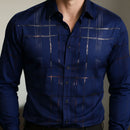 [Leve 5, Pague Só 3] Camisa Social Acetinada de Manga Longa Casual Rivanex em 83% Algodão Peruano, 11% Seda Gelo e 6% Elastano + Brindes: Cinto, Relógio e Carteira (Cópia)