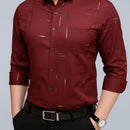 [Leve 5, Pague Só 3] Camisa Social Acetinada de Manga Longa Casual Rivanex em 83% Algodão Peruano, 11% Seda Gelo e 6% Elastano + Brindes: Cinto, Relógio e Carteira (Cópia)