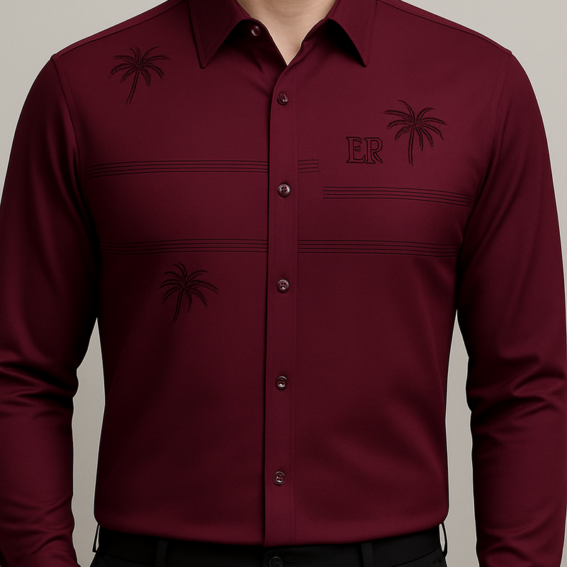 [Leve 5, Pague Só 3] Camisa Manga Longa Casual Iceshirt em Seda Gelo e Poliéster + Cinto, Carteira e Relógio de BRINDE