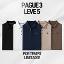 [Leve 5, Pague Só 3] Camisa Polo Brenori Masculina de Manga Curta em Algodão de Seda Mulberry, Poliéster e Elastano